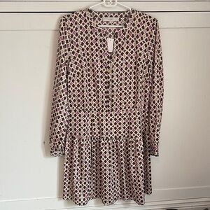 LOFT Geometric Pattern Dress - Pink, Black, Cream